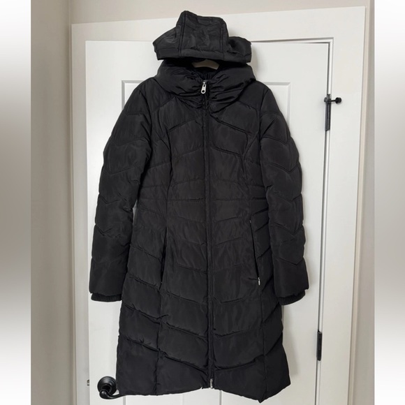 JESSICA SIMPSON Women's XS Hooded Puffer Long Black Zip-Up Jacket Winter Coat - Picture 6 of 14